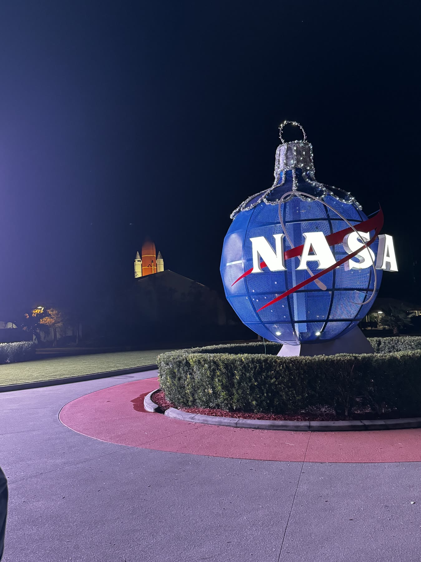 Illuminated NASA globe at Kennedy Space Center