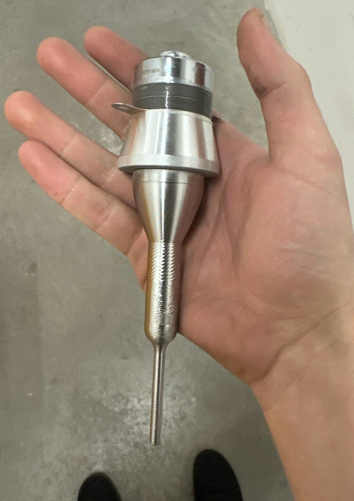 First assembled sonotrode held in one hand